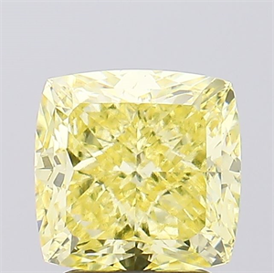 Picture of Lab Created Diamond 3.14 Carats, SQUARE CUSHION with  Cut, Fancy Vivid Yellow Color, VS1 Clarity and Certified by IGI