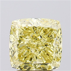 Picture of Lab Created Diamond 3.02 Carats, SQUARE CUSHION with  Cut, Fancy Intense Yellow Color, VVS2 Clarity and Certified by IGI