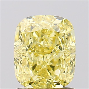Picture of Lab Created Diamond 1.52 Carats, Cushion with  Cut, Fancy Vivid Yellow Color, VS1 Clarity and Certified by IGI