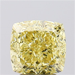 Picture of Lab Created Diamond 3.13 Carats, SQUARE CUSHION with  Cut, Fancy Intense Yellow Color, VS1 Clarity and Certified by IGI