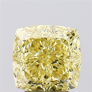 Picture of Lab Created Diamond 3.13 Carats, SQUARE CUSHION with  Cut, Fancy Intense Yellow Color, VS1 Clarity and Certified by IGI