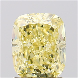 Picture of Lab Created Diamond 1.59 Carats, Cushion with  Cut, Fancy Vivid Yellow Color, VS1 Clarity and Certified by IGI