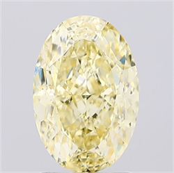 Picture of Lab Created Diamond 2.05 Carats, Oval with  Cut, Fancy Intense Yellow Color, VVS2 Clarity and Certified by IGI