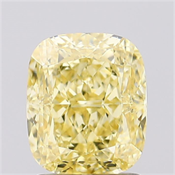 Foto Del inventario de diamantes de laboratorio, 2.03 quilates, Del cojín , Color Fancy Intense Yellow, claridad VS1 y certificado IGI de