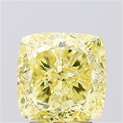 Picture of Lab Created Diamond 3.10 Carats, SQUARE CUSHION with  Cut, Fancy Vivid Yellow Color, VVS2 Clarity and Certified by IGI