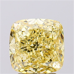 Picture of Lab Created Diamond 3.01 Carats, SQUARE CUSHION with  Cut, Fancy Vivid Yellow Color, VVS2 Clarity and Certified by IGI