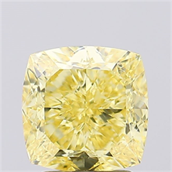 Picture of Lab Created Diamond 3.00 Carats, SQUARE CUSHION with  Cut, Fancy Intense Yellow Color, VVS2 Clarity and Certified by IGI