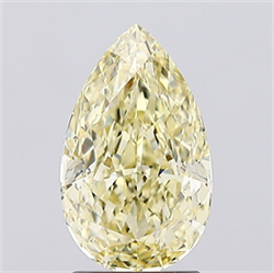 Picture of Lab Created Diamond 2.05 Carats, Pear with  Cut, Fancy Intense Yellow Color, VS1 Clarity and Certified by IGI