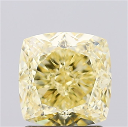 Picture of Lab Created Diamond 1.60 Carats, SQUARE CUSHION with  Cut, Fancy Intense Yellow Color, VS1 Clarity and Certified by IGI