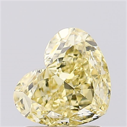 Picture of Lab Created Diamond 1.52 Carats, Heart with  Cut, Fancy Intense Yellow Color, VVS2 Clarity and Certified by IGI