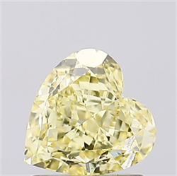 Picture of Lab Created Diamond 1.08 Carats, Heart with  Cut, Fancy Vivid Yellow Color, VVS2 Clarity and Certified by IGI