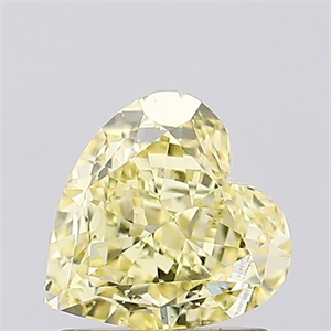 Picture of Lab Created Diamond 1.08 Carats, Heart with  Cut, Fancy Vivid Yellow Color, VVS2 Clarity and Certified by IGI