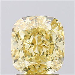 Picture of Lab Created Diamond 2.07 Carats, Cushion with  Cut, Fancy Intense Yellow Color, VS1 Clarity and Certified by IGI