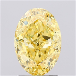 Picture of Lab Created Diamond 2.02 Carats, Oval with  Cut, Fancy Vivid Yellow Color, VVS2 Clarity and Certified by IGI