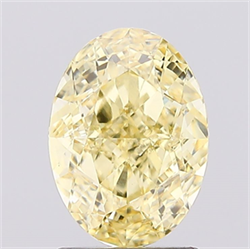 Picture of Lab Created Diamond 1.58 Carats, Oval with  Cut, Fancy Intense Yellow Color, VVS2 Clarity and Certified by IGI
