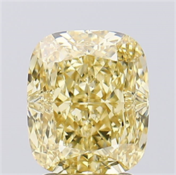 Picture of Lab Created Diamond 3.08 Carats, Cushion with  Cut, Fancy Intense Yellow Color, VS1 Clarity and Certified by IGI