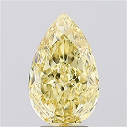 Picture of Lab Created Diamond 2.03 Carats, Pear with  Cut, Fancy Intense Yellow Color, VS1 Clarity and Certified by IGI
