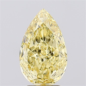 Picture of Lab Created Diamond 2.03 Carats, Pear with  Cut, Fancy Intense Yellow Color, VS1 Clarity and Certified by IGI