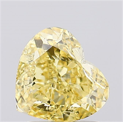 Picture of Lab Created Diamond 1.62 Carats, Heart with  Cut, Fancy Vivid Yellow Color, VVS2 Clarity and Certified by IGI