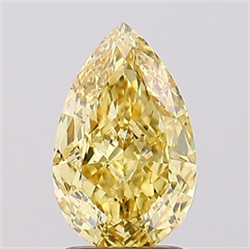Picture of Lab Created Diamond 2.03 Carats, Pear with  Cut, Fancy Vivid Yellow Color, VS1 Clarity and Certified by IGI