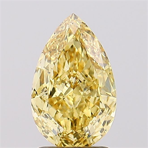 Picture of Lab Created Diamond 2.03 Carats, Pear with  Cut, Fancy Vivid Yellow Color, VS1 Clarity and Certified by IGI
