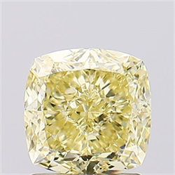 Picture of Lab Created Diamond 1.55 Carats, SQUARE CUSHION with  Cut, Fancy Intense Yellow Color, VVS2 Clarity and Certified by IGI