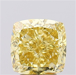 Picture of Lab Created Diamond 3.18 Carats, SQUARE CUSHION with  Cut, Fancy Intense Yellow Color, VS1 Clarity and Certified by IGI