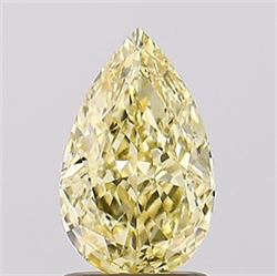 Picture of Lab Created Diamond 1.55 Carats, Pear with  Cut, Fancy Intense Yellow Color, VVS2 Clarity and Certified by IGI