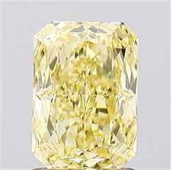 Picture of Lab Created Diamond 1.52 Carats, Radiant with  Cut, Fancy Intense Yellow Color, VVS2 Clarity and Certified by IGI