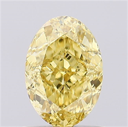 Picture of Lab Created Diamond 1.07 Carats, Oval with  Cut, Fancy Intense Yellow Color, VVS2 Clarity and Certified by IGI