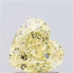 Picture of Lab Created Diamond 1.53 Carats, Heart with  Cut, Fancy Intense Yellow Color, VVS2 Clarity and Certified by IGI