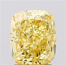 Picture of Lab Created Diamond 2.05 Carats, Cushion with  Cut, Fancy Vivid Yellow Color, VS1 Clarity and Certified by IGI
