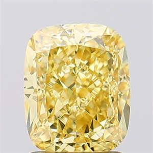 Picture of Lab Created Diamond 2.05 Carats, Cushion with  Cut, Fancy Vivid Yellow Color, VS1 Clarity and Certified by IGI