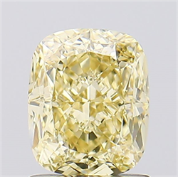 Picture of Lab Created Diamond 1.54 Carats, Cushion with  Cut, Fancy Intense Yellow Color, VVS2 Clarity and Certified by IGI