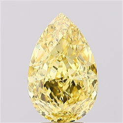 Picture of Lab Created Diamond 3.09 Carats, Pear with  Cut, Fancy Vivid Yellow Color, VS1 Clarity and Certified by IGI