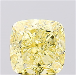 Picture of Lab Created Diamond 3.18 Carats, SQUARE CUSHION with  Cut, Fancy Vivid Yellow Color, VVS2 Clarity and Certified by IGI
