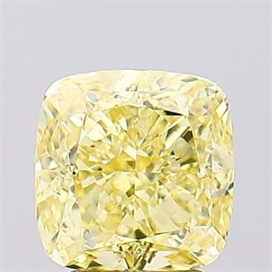 Picture of Lab Created Diamond 3.18 Carats, SQUARE CUSHION with  Cut, Fancy Vivid Yellow Color, VVS2 Clarity and Certified by IGI