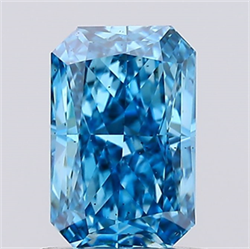 Picture of Lab Created Diamond 1.01 Carats, Radiant with  Cut, Fancy Vivid Blue Color, VS2 Clarity and Certified by IGI