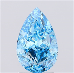 Picture of Lab Created Diamond 2.03 Carats, Pear with  Cut, Fancy Vivid Blue Color, VS2 Clarity and Certified by IGI