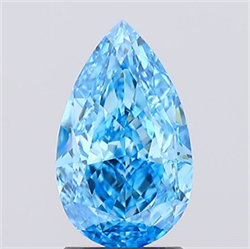 Picture of Lab Created Diamond 2.10 Carats, Pear with  Cut, Fancy Vivid Blue Color, VS1 Clarity and Certified by IGI