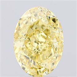Picture of Lab Created Diamond 2.04 Carats, Oval with  Cut, Fancy Intense Yellow Color, VS1 Clarity and Certified by IGI