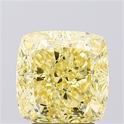 Picture of Lab Created Diamond 3.03 Carats, SQUARE CUSHION with  Cut, Fancy Vivid Yellow Color, VVS2 Clarity and Certified by IGI