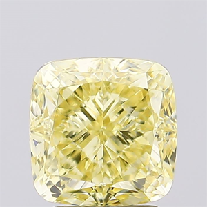 Picture of Lab Created Diamond 3.09 Carats, SQUARE CUSHION with  Cut, Fancy Vivid Yellow Color, VVS2 Clarity and Certified by IGI