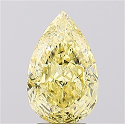 Picture of Lab Created Diamond 3.09 Carats, Pear with  Cut, Fancy Intense Yellow Color, VVS2 Clarity and Certified by IGI