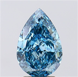 Picture of Lab Created Diamond 3.09 Carats, Pear with  Cut, Fancy Vivid Blue Color, VS1 Clarity and Certified by IGI