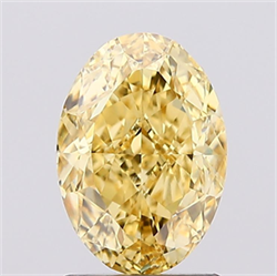 Picture of Lab Created Diamond 1.58 Carats, Oval with  Cut, Fancy Vivid Yellow Color, VVS2 Clarity and Certified by IGI