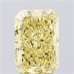 Picture of Lab Created Diamond 3.10 Carats, Radiant with  Cut, Fancy Intense Yellow Color, VVS2 Clarity and Certified by IGI