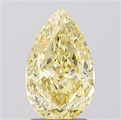 Picture of Lab Created Diamond 2.02 Carats, Pear with  Cut, Fancy Intense Yellow Color, VS1 Clarity and Certified by IGI
