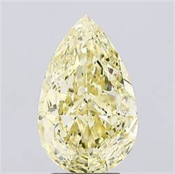 Picture of Lab Created Diamond 3.03 Carats, Pear with  Cut, Fancy Intense Yellow Color, VS1 Clarity and Certified by IGI