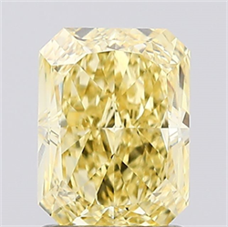 Picture of Lab Created Diamond 1.51 Carats, Radiant with  Cut, Fancy Vivid Yellow Color, VS1 Clarity and Certified by IGI